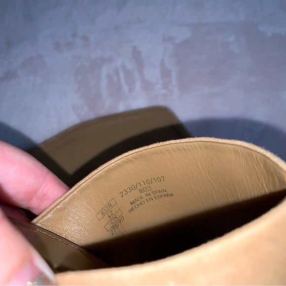 Zara leather suede thong heel sandals size 11 new 3 inch heel - Picture 8 of 10